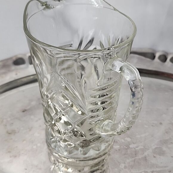 Vintage Pressed Glass Pitcher Creamer Pineapple Pattern - Picture 7 of 11